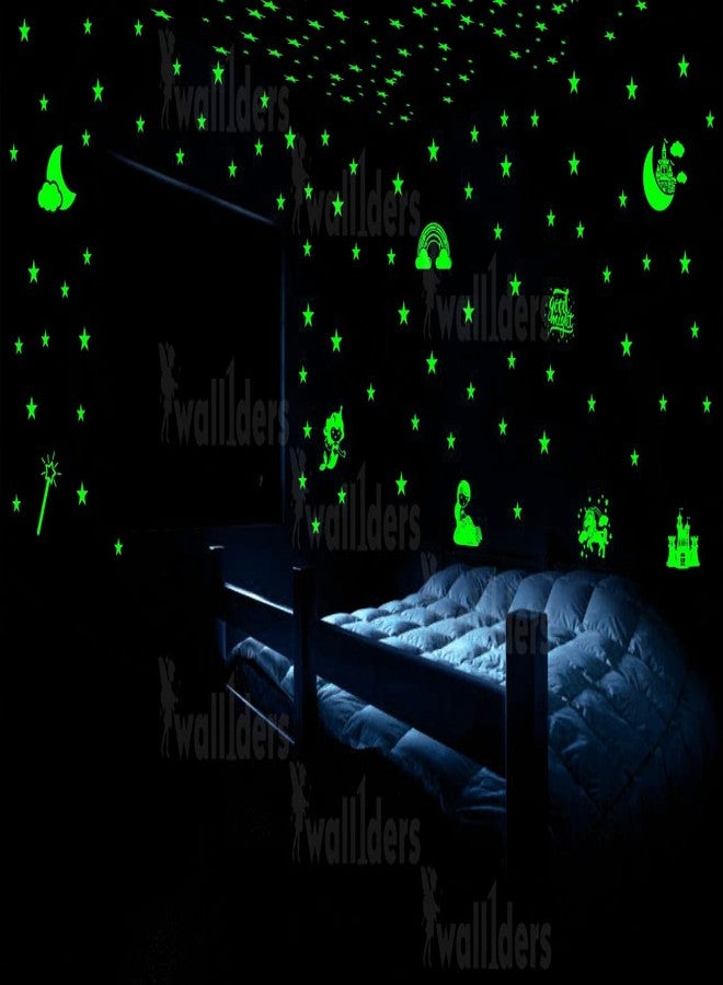 Wall1ders ملصق جداري على شكل نجمة فلورسنت خضراء اللون من Wall1ders، يتوهج في الظلام، ملصق متوهج في الظلام، ملصقات راديوم لغرفة النوم، نجوم للسقف (MermadGlow) ذاتية اللصق - Image 2